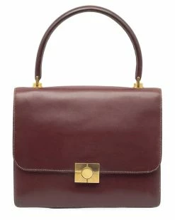 Hermès Maroon Leather Front Flap Bag (Authentic Pre-Owned) Women Shoulder Bags