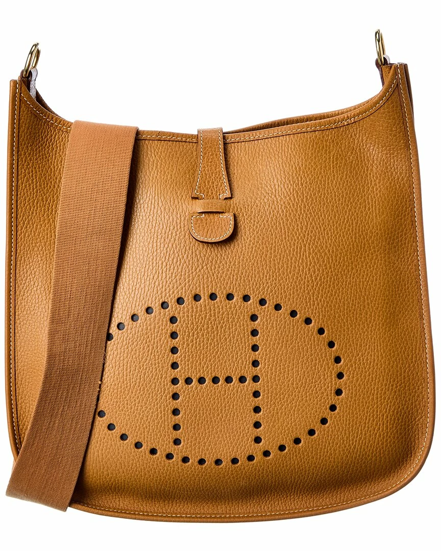 Hermès Brown Clemence Leather Evelyne I PM (Authentic Pre-Owned) Women Crossbody Bags