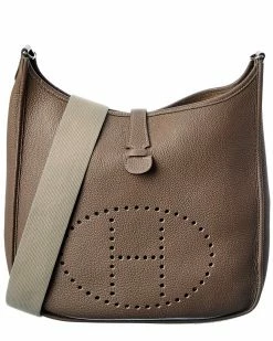 Hermès Brown Clemence Leather Evelyne I (Authentic Pre-Owned) Women Crossbody Bags