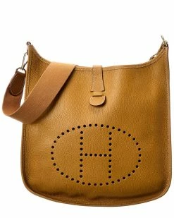 Hermès Brown Ardennes Leather Evelyne I GM (Authentic Pre-Owned) Women Crossbody Bags