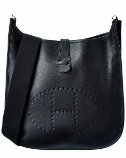 Hermès Black Clemence Leather Evelyne II GM (Authentic Pre-Owned) Women Crossbody Bags