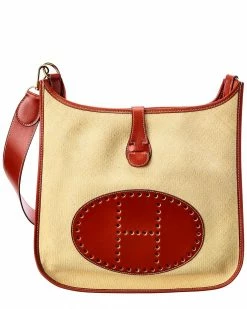 Hermès Red Canvas Evelyne I GM (Authentic Pre-Owned) Women Crossbody Bags