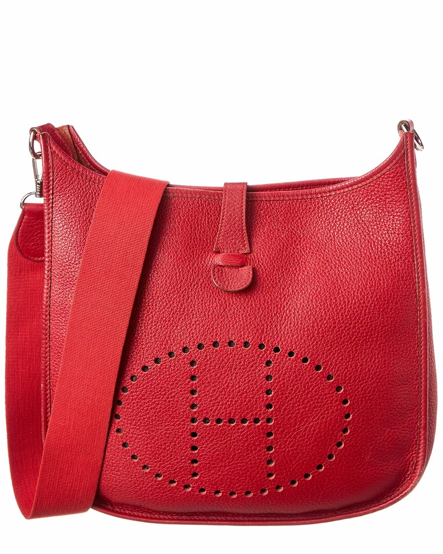Hermès Red Calf Leather Evelyne I GM (Authentic Pre-Owned) Women Crossbody Bags