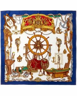 Hermès "Bateau A Vapeur De Jouffroy D'Abbans 1784," By Philippe Ledoux Silk Scarf (Authentic Pre-Owned) Women Scarves & Wraps