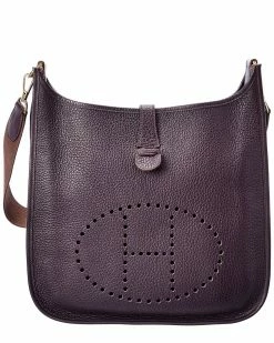 Hermès Raisin Togo Leather Evelyne I GM (Authentic Pre-Owned) Women Crossbody Bags