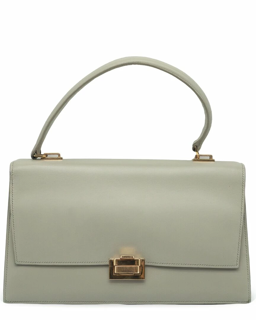 Hermès Grey Leather Front Flap Bag (Authentic Pre-Owned) Women Shoulder Bags