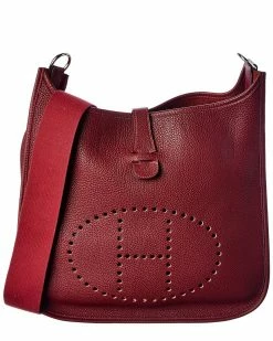 Hermès Red Clemence Leather Evelyne I GM (Authentic Pre-Owned) Women Crossbody Bags