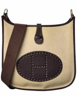 Hermès Brown Coated Canvas Evelyne I PM (Authentic Pre-Owned) Women Crossbody Bags