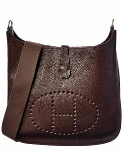 Hermès Brown Ardennes Leather Evelyne I GM (Authentic Pre-Owned) Women Crossbody Bags