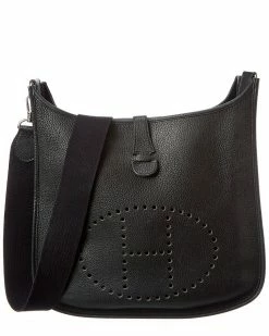 Hermès Black Clemence Leather Evelyne I GM (Authentic Pre-Owned) Women Crossbody Bags