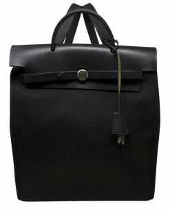 Hermès Black Canvas Herbag Backpack (Authentic Pre-Owned) Women Shoulder Bags