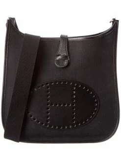 Hermès Black Canvas Evelyne I PM (Authentic Pre-Owned) Women Crossbody Bags