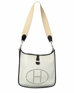 Hermès White Clemence Leather Evelyne I GM (Authentic Pre-Owned) Women Crossbody Bags