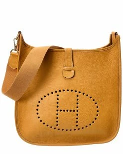 Hermès Brown Ardennes Leather Evelyne I GM (Authentic Pre-Owned) Women Crossbody Bags