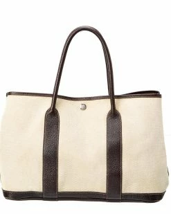 Hermès Brown Canvas Garden Party Tote PM (Authentic Pre-Owned) Women Satchels & Top Handles