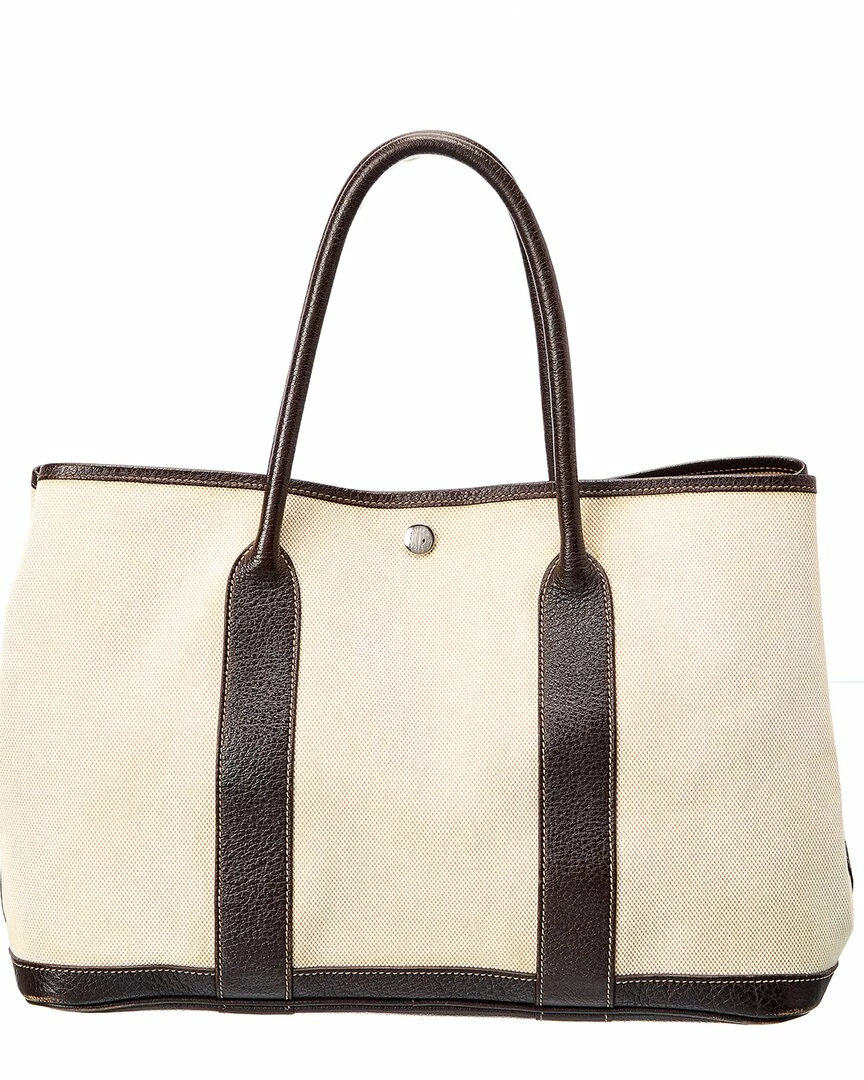 Hermès Brown Canvas Garden Party Tote PM (Authentic Pre-Owned) Women Satchels & Top Handles