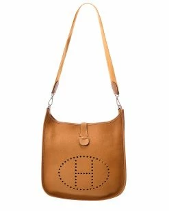 Hermès Brown Clemence Leather Evelyne II GM (Authentic Pre-Owned) Women Crossbody Bags