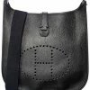 Hermès Black Clemence Leather Evelyne I PM (Authentic Pre-Owned) Women Crossbody Bags
