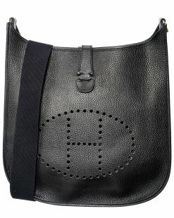 Hermès Black Clemence Leather Evelyne I PM (Authentic Pre-Owned) Women Crossbody Bags