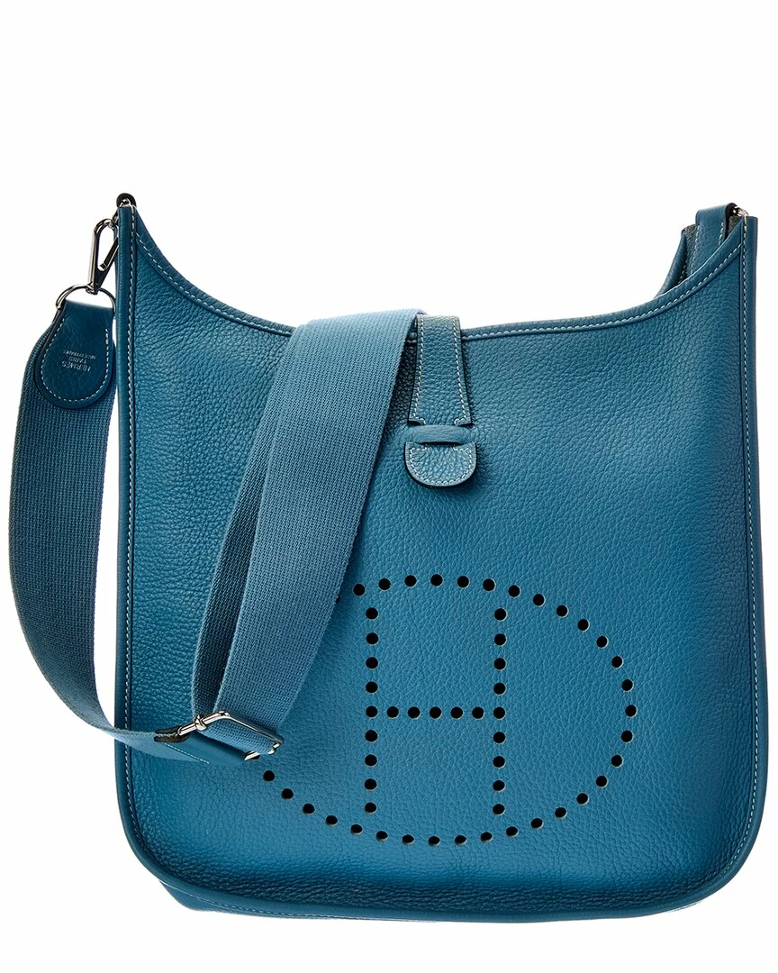 Hermès Blue Clemence Leather Evelyne III GM (Authentic Pre-Owned) Women Shoulder Bags