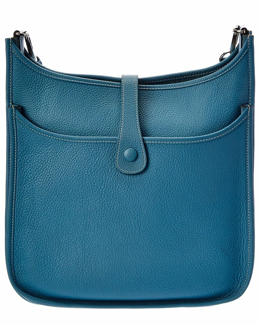 Hermès Blue Clemence Leather Evelyne III GM (Authentic Pre-Owned) Women Shoulder Bags - Image 2