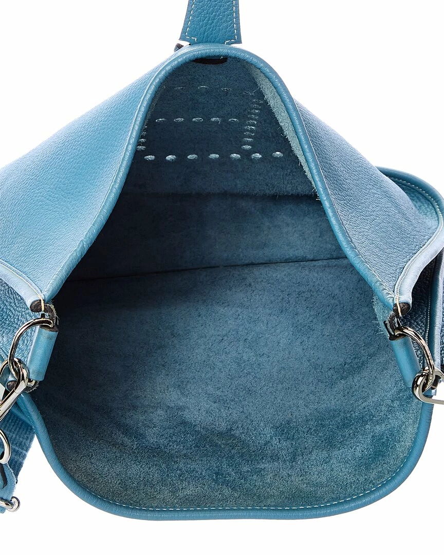 Hermès Blue Clemence Leather Evelyne III GM (Authentic Pre-Owned) Women Shoulder Bags - Image 4