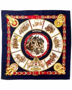 Hermès "Chevaux De Trait," By Laurence Toutsy Bourthoumieux Silk Scarf (Authentic Pre-Owned) Women Scarves & Wraps