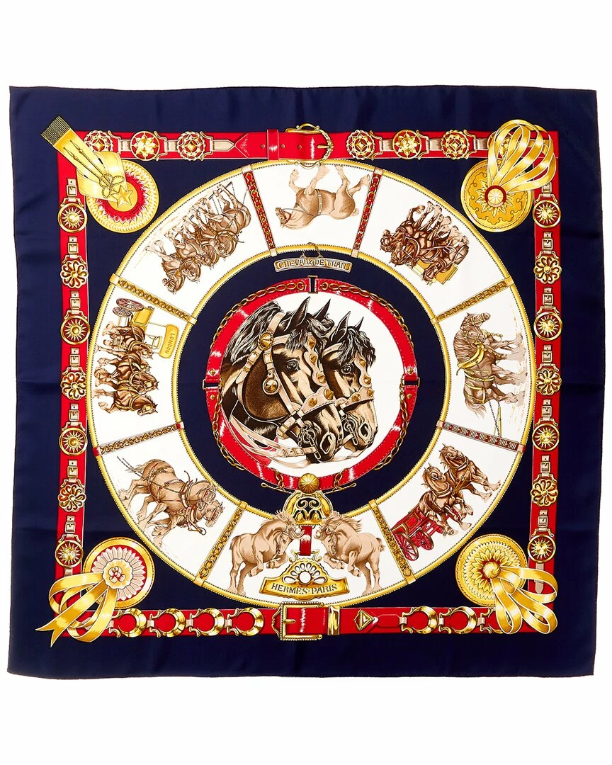 Hermès "Chevaux De Trait," By Laurence Toutsy Bourthoumieux Silk Scarf (Authentic Pre-Owned) Women Scarves & Wraps 3 Hermès "Chevaux De Trait," By Laurence Toutsy Bourthoumieux Silk Scarf (Authentic Pre-Owned) Women Scarves & Wraps