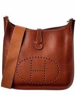 Hermès Brown Clemence Leather Evelyne I GM (Authentic Pre-Owned) Women Crossbody Bags