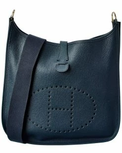 Hermès Black Clemence Leather Evelyne I GM (Authentic Pre-Owned) Women Crossbody Bags