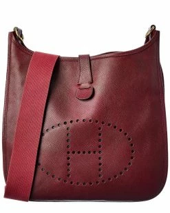 Hermès Red Clemence Leather Evelyne I GM (Authentic Pre-Owned) Women Crossbody Bags