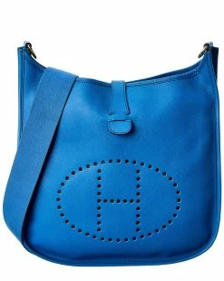 Hermès Blue Epsom Leather Evelyne I GM (Authentic Pre-Owned) Women Crossbody Bags