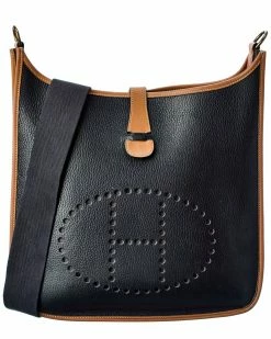 Hermès Black Clemence Leather Evelyne I PM (Authentic Pre-Owned) Women Crossbody Bags