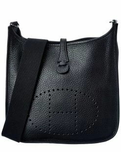 Hermès Black Clemence Leather Evelyne II PM (Authentic Pre-Owned) Women Shoulder Bags