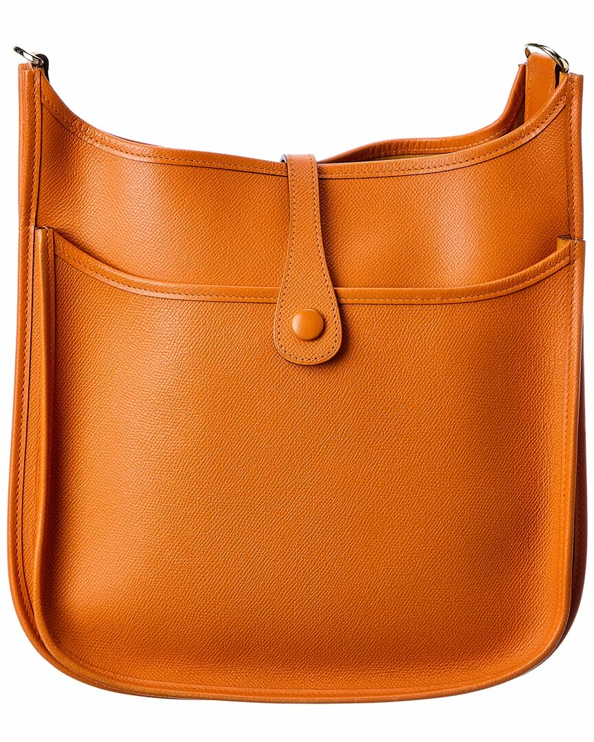 Hermès Orange Clemence Leather Evelyne II (Authentic Pre-Owned) Women Crossbody Bags - Image 2
