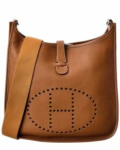 Hermès Brown Clemence Leather Evelyne II GM (Authentic Pre-Owned) Women Crossbody Bags
