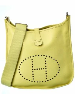Hermès Chartreuse Clemence Leather Evelyne III PM (Authentic Pre-Owned) Women Crossbody Bags