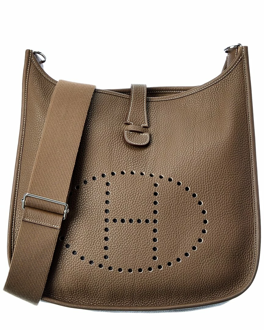 Hermès Neutral Clemence Leather Evelyne III (Authentic Pre-Owned) Women Crossbody Bags