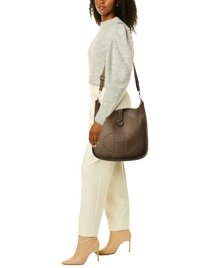 Hermès Neutral Clemence Leather Evelyne III (Authentic Pre-Owned) Women Crossbody Bags - Image 5