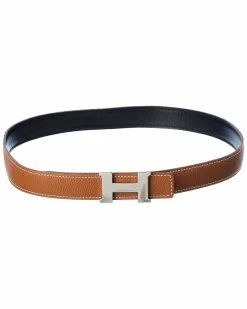 Hermès H Leather Belt, Size 75 (Authentic Pre-Owned) Women Belts