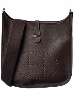 Hermès Brown Clemence Leather Evelyne II PM (Authentic Pre-Owned) Women Crossbody Bags