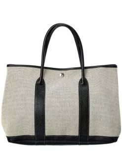Hermès Black Canvas Garden Party Tote PM (Authentic Pre-Owned) Women Satchels & Top Handles