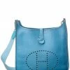 Hermès Blue Jean Clemence Leather Evelyne I GM (Authentic Pre-Owned) Women Crossbody Bags