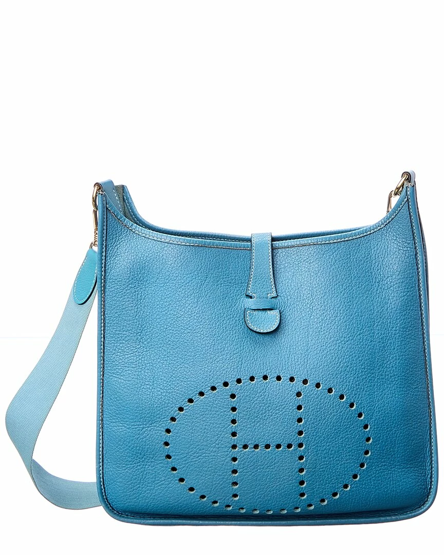 Hermès Blue Jean Clemence Leather Evelyne I GM (Authentic Pre-Owned) Women Crossbody Bags 3 Hermès Blue Jean Clemence Leather Evelyne I GM (Authentic Pre-Owned) Women Crossbody Bags