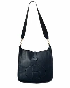 Hermès Navy Blue Courchevel Leather Evelyne I GM (Authentic Pre-Owned) Women Crossbody Bags