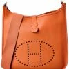 Hermès Orange Clemence Leather Evelyne I GM (Authentic Pre-Owned) Women Crossbody Bags