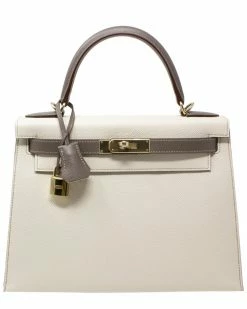 Hermès Craie & Etain Epsom Leather Kelly 28, NWT (Authentic Pre-Owned) Women Satchels & Top Handles