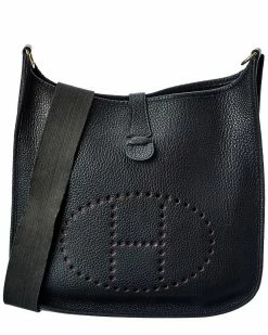 Hermès Black Clemence Leather Evelyne I PM (Authentic Pre-Owned) Women Crossbody Bags