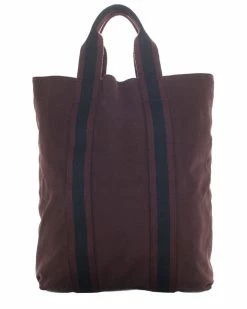 Hermès Purple Canvas Fourre Tout Cabas Tote (Authentic Pre-Owned) Women Shoulder Bags
