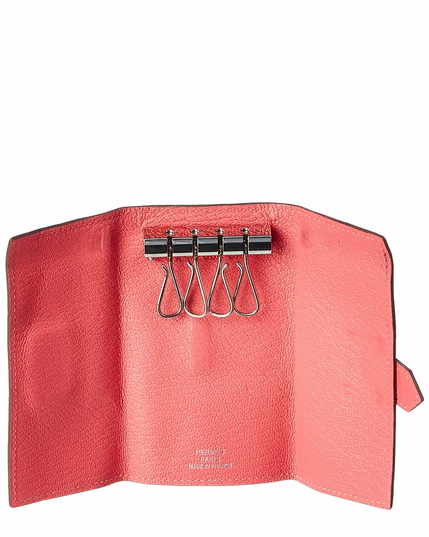 Hermès Pink Chevre Mysore Bearn Multicles 4 Key Holder (Authentic Pre-Owned) Women Wallets & Card Cases - Image 4